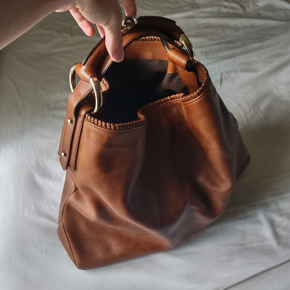 RARE GUCCI Authentic Leather Brown Large Horsebit Hobo Bag Tote LOOKS BRAND NEW